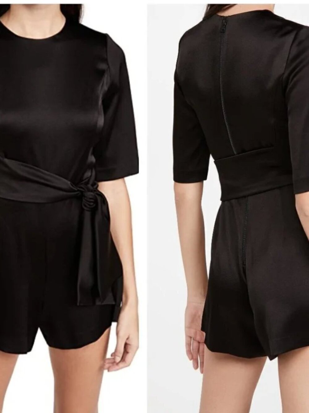 NWT Alice + Olivia Dress Virgil Romper 6 Black Mini Asymmetrical Cocktail LBD